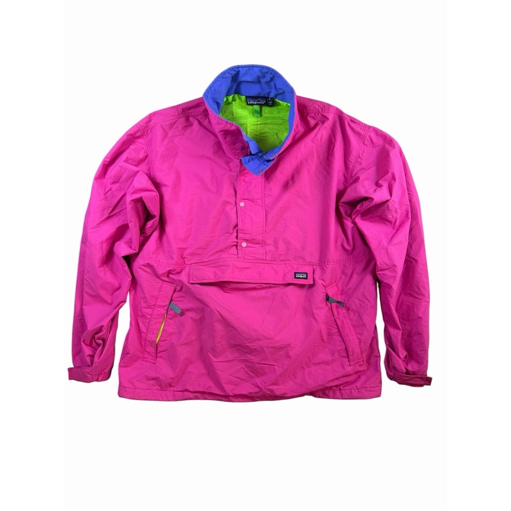 Vintage Patagonia Anorak Jacket Mens L Pink Purple Neon Made USA 90s Pullover